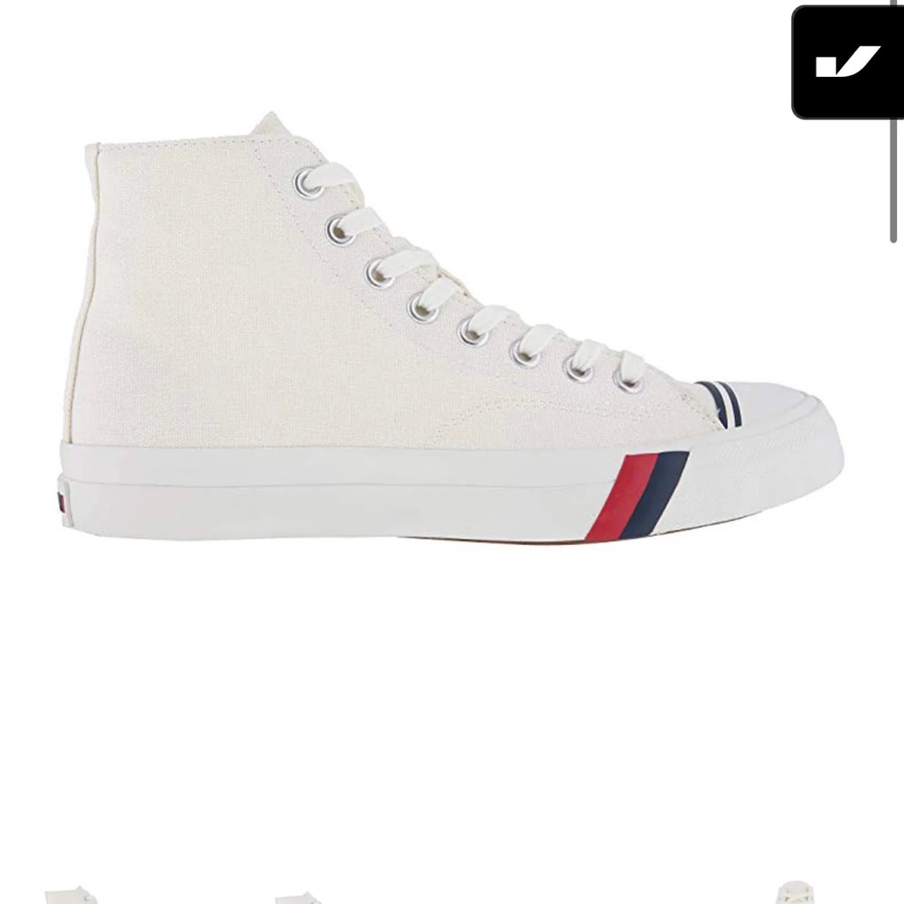 Keds White High-Top Sneakers with Blue and Red Accents